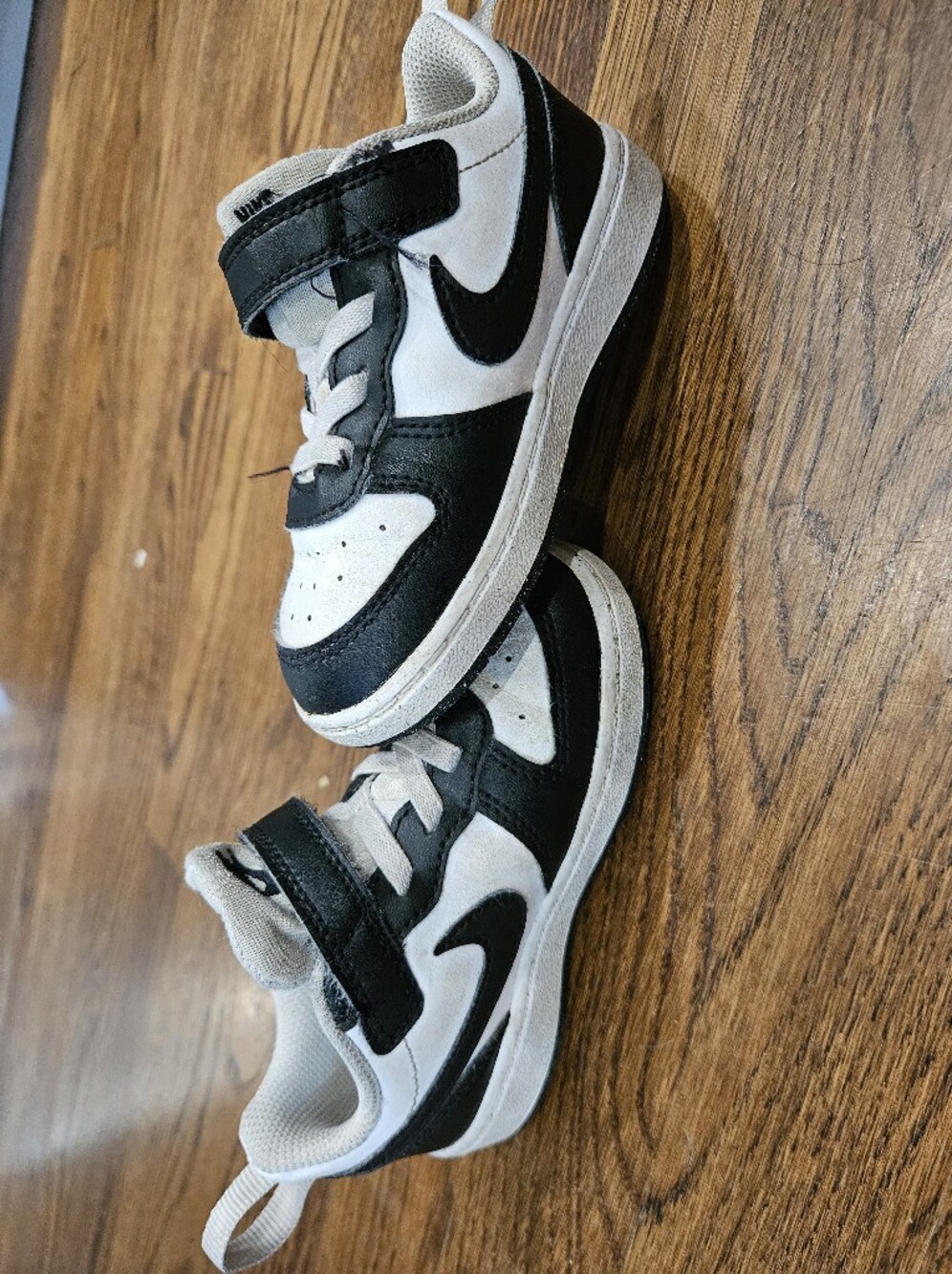 Nike Kids Black and White High-Top Sneakers with Strap